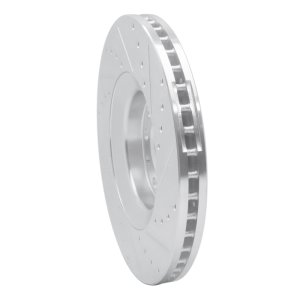 Audi A4 Quattro Brake Rotor (1) - Front Left - R1 Concepts - Drilled & Slotted - Silver - `98-`09